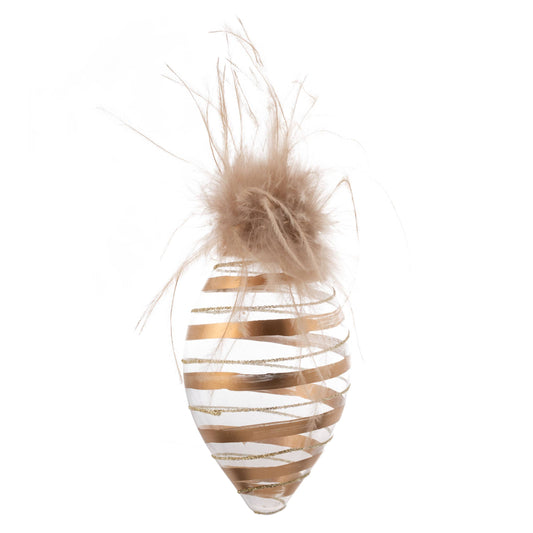 Ornament: Feather Top Striped Glass Clear Ornament