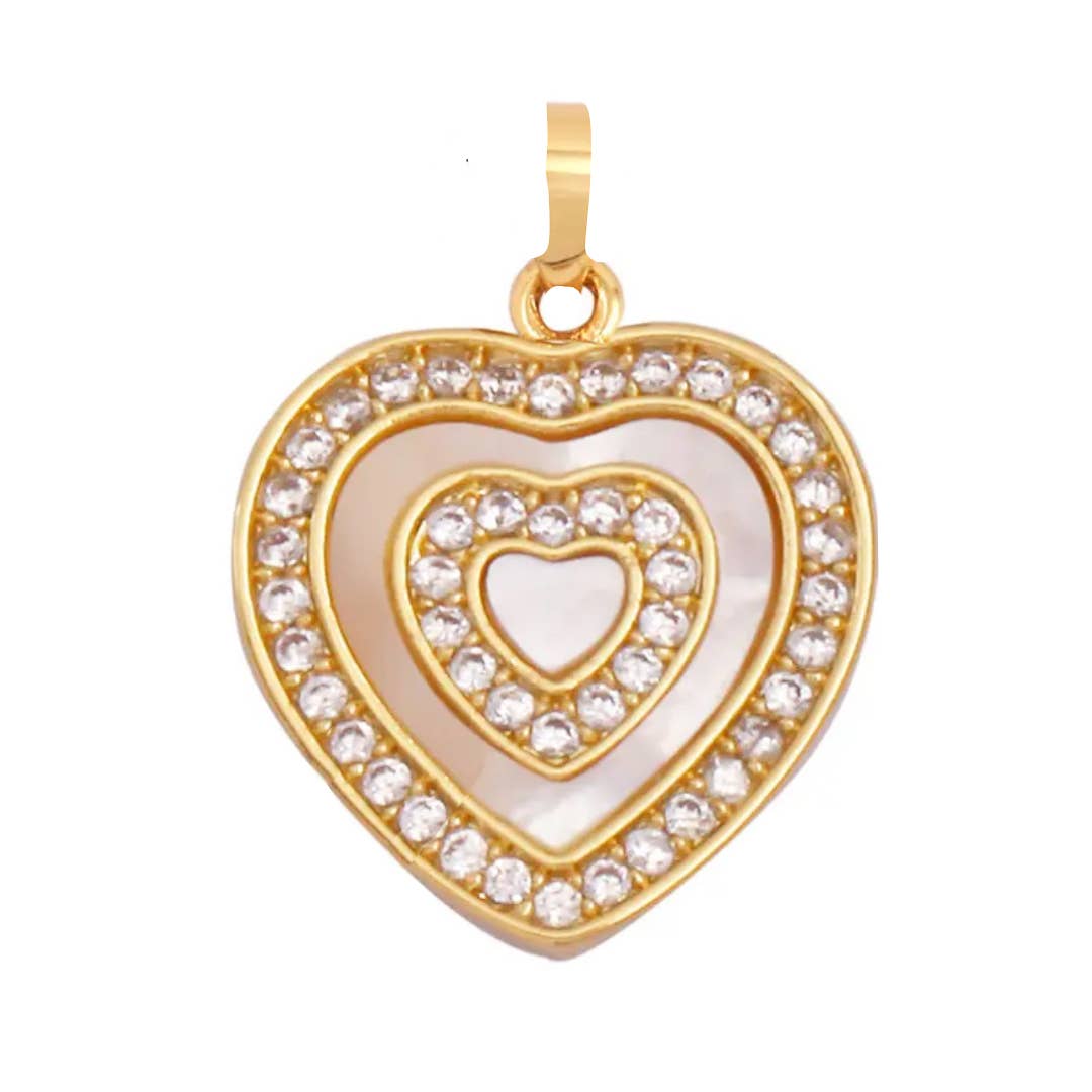 Charm: Mother of Pearl Heart Charm For Charm Necklace & Bracelet