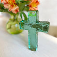 Load image into Gallery viewer, Blown Glass Cross w/Card Enclosure (Several Colors - Choose Card)
