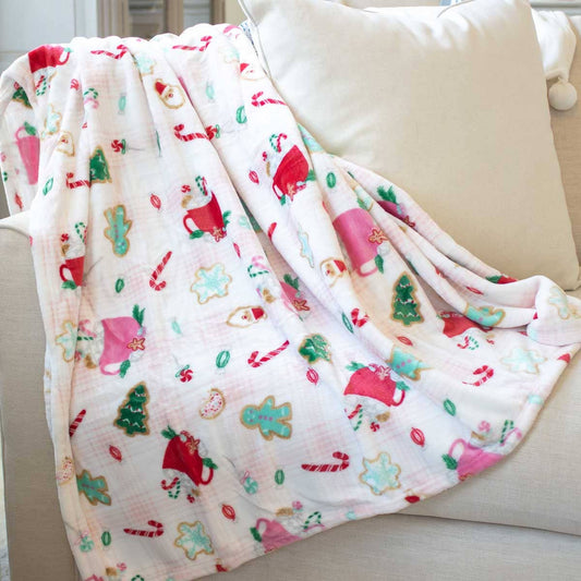 Blanket: Holiday Baking Spirits Bright Throw/Light Pink/Multi   50x60