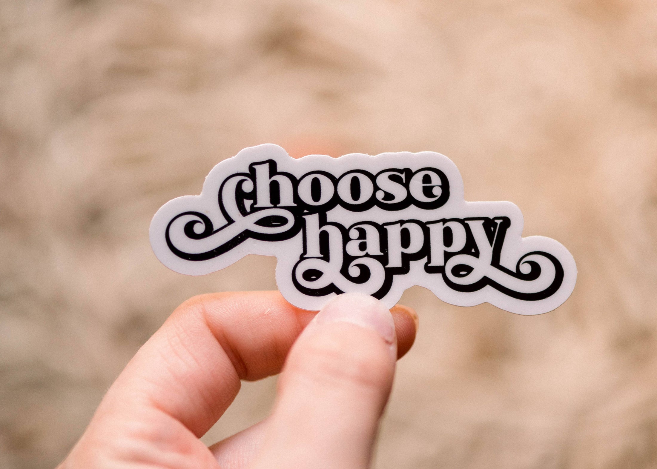 Sticker: Choose Happy Vinyl Sticker, 3x2 in