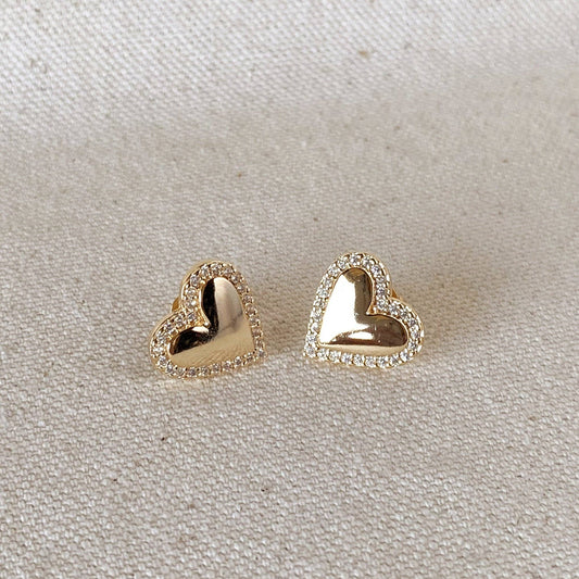 Earrings: 18k Gold Filled Pillow Heart Studs