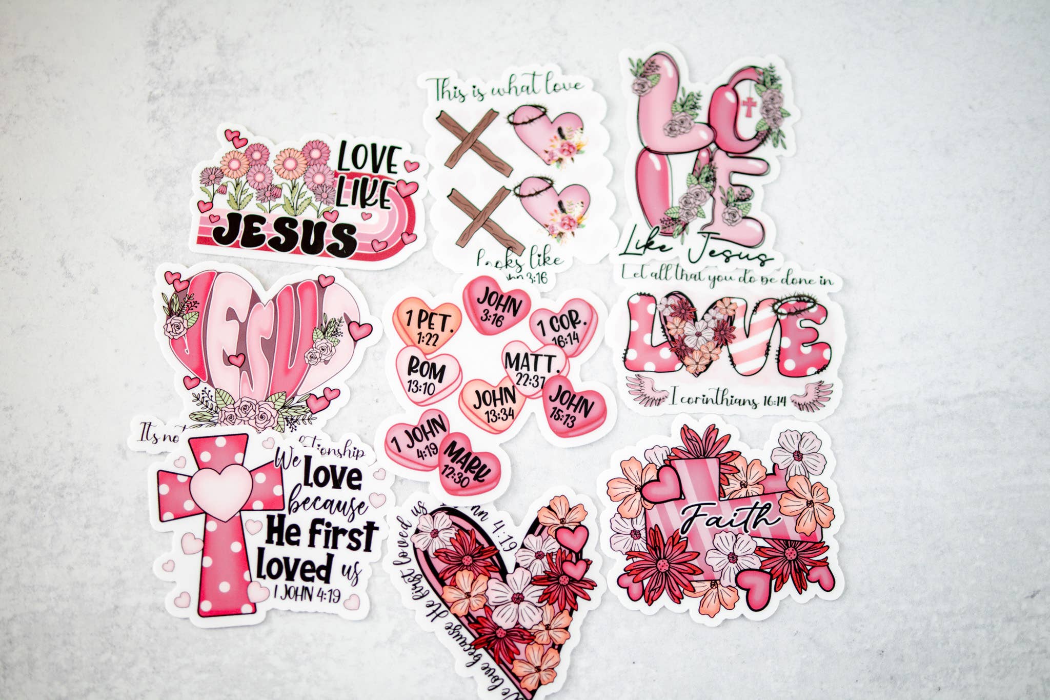 Sticker: Christian Hearts, Vinyl Sticker, 3x3 in.