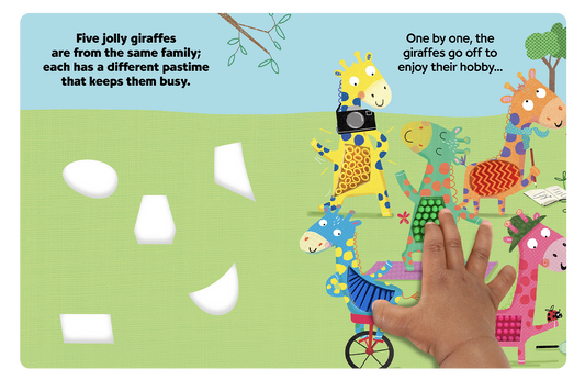 Five Jolly Giraffes- Silicone Touch and Feel Board Book - Counting