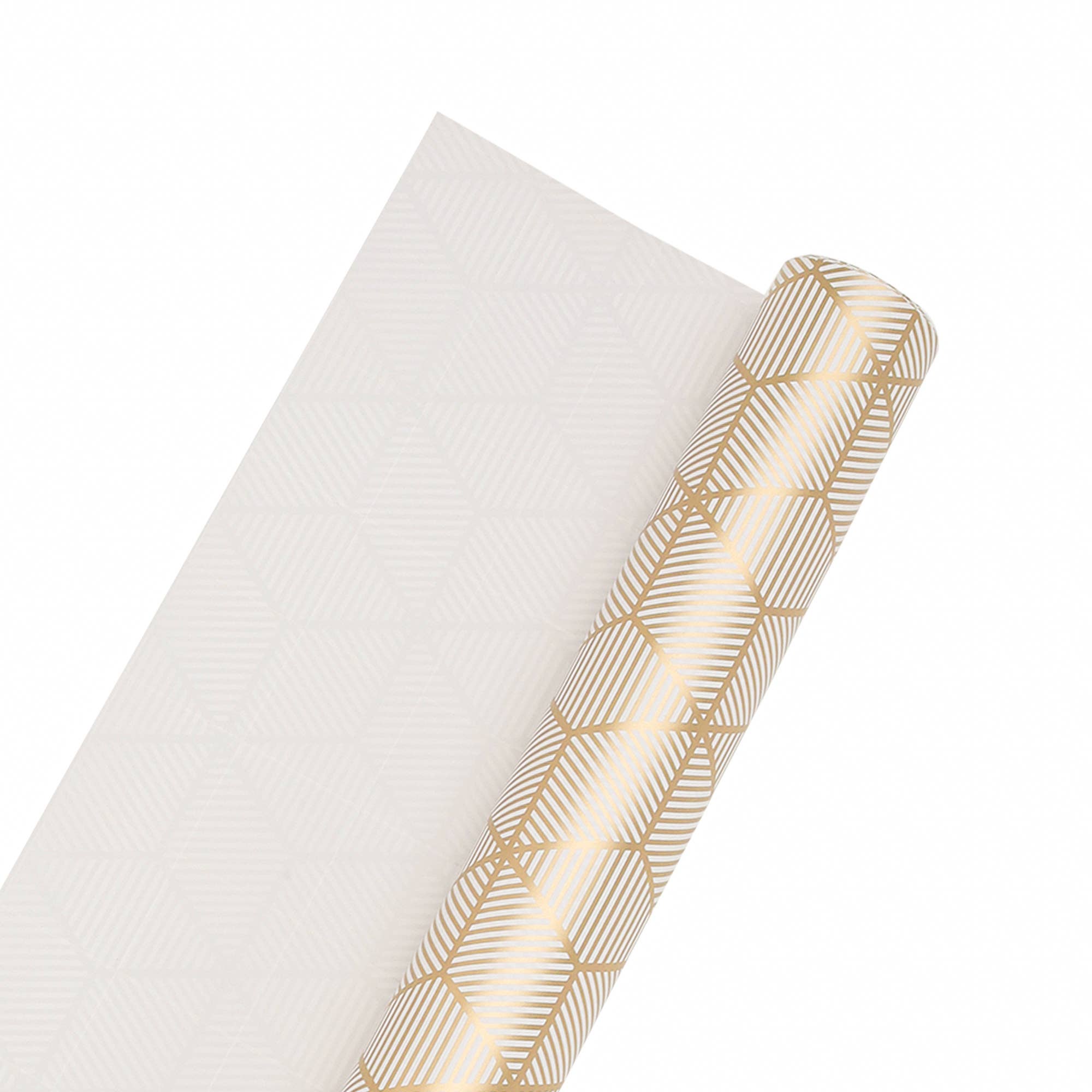 Gift Wrap: 30" x 10' Wrapping Paper | Rhombus Gold/White