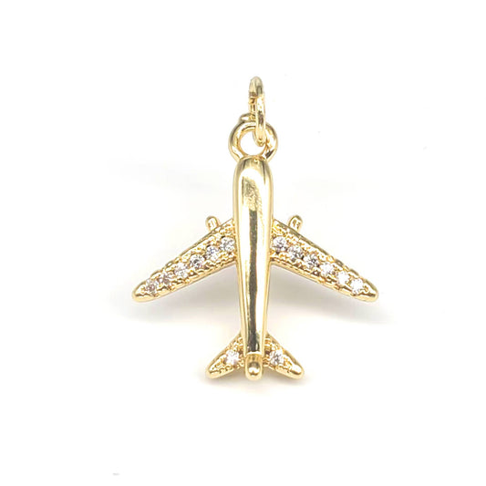 CZ Airplane Charm For Charm Necklace