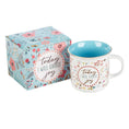 Load image into Gallery viewer, Mug: Camp Blue/White Floral (Choose Joy)
