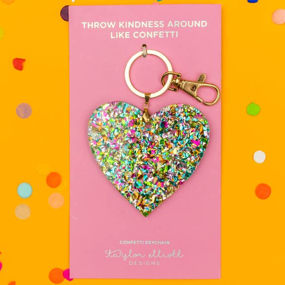 Confetti Acrylic Heart Keychain