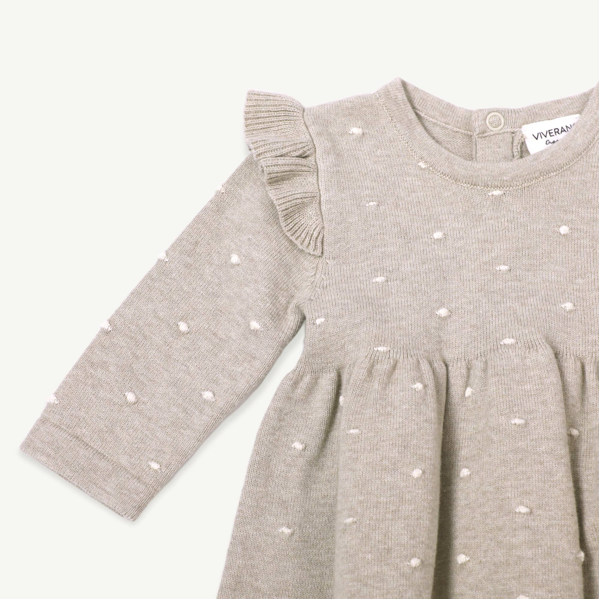 Milan Ruffle Bobble Sweater Knit Baby Dress (Organic Cotton)