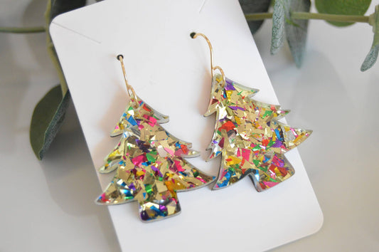 Earrings: Christmas Tree Confetti