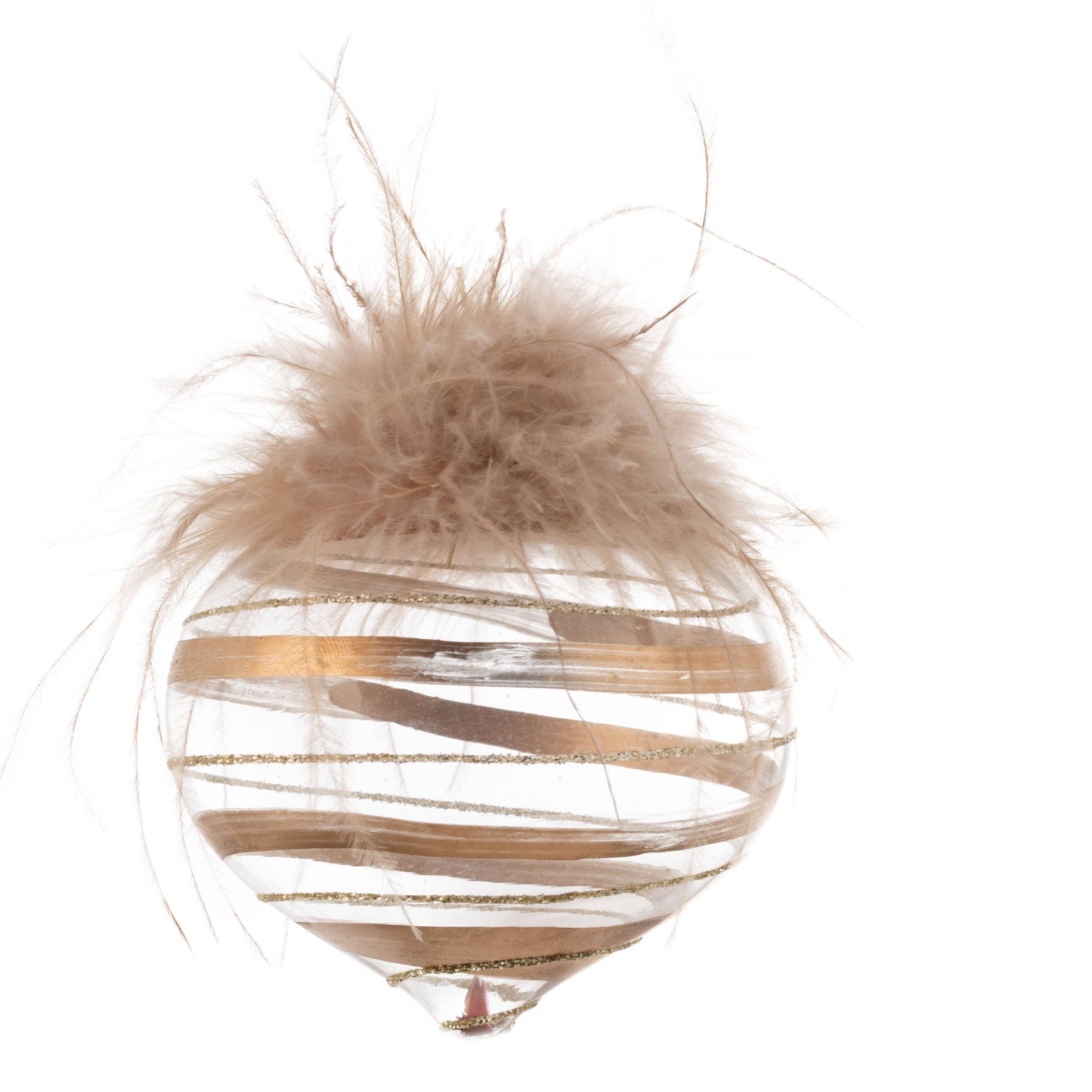 Ornament: Feather Top Striped Glass Clear Ornament