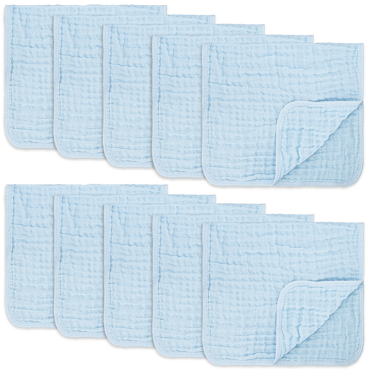 Muslin Burp Cloths by Comfy Cubs: Pack of 6 (Sky Blue)