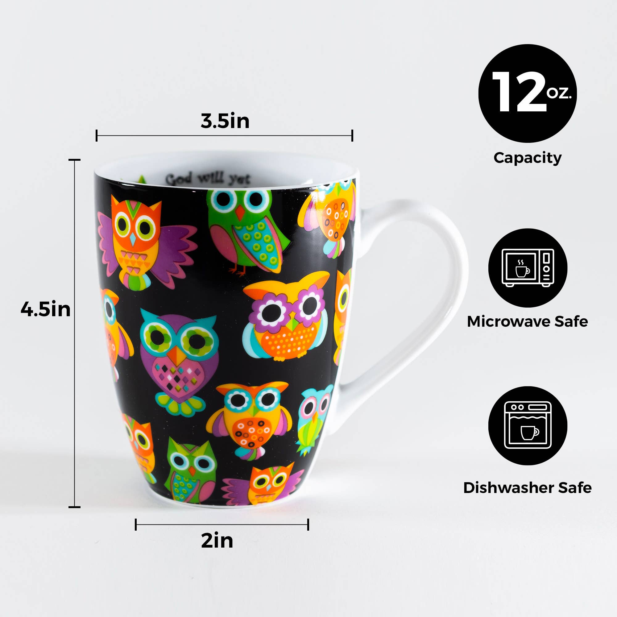 Mug: Owl Pattern (Job 8:21) Ceramic Curvy Mug