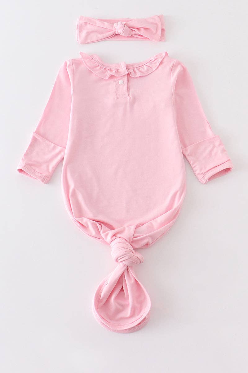 Baby Ruffle Gown: Light Pink (2 PC Bamboo Set)