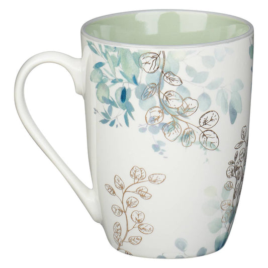 Mug: White/Green Leaves (Everything Beautiful Eccl. 3:11)