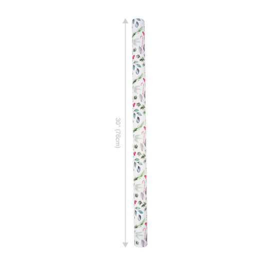 Gift Wrap: Reversible Holiday, Watercolor Holly & Lattice