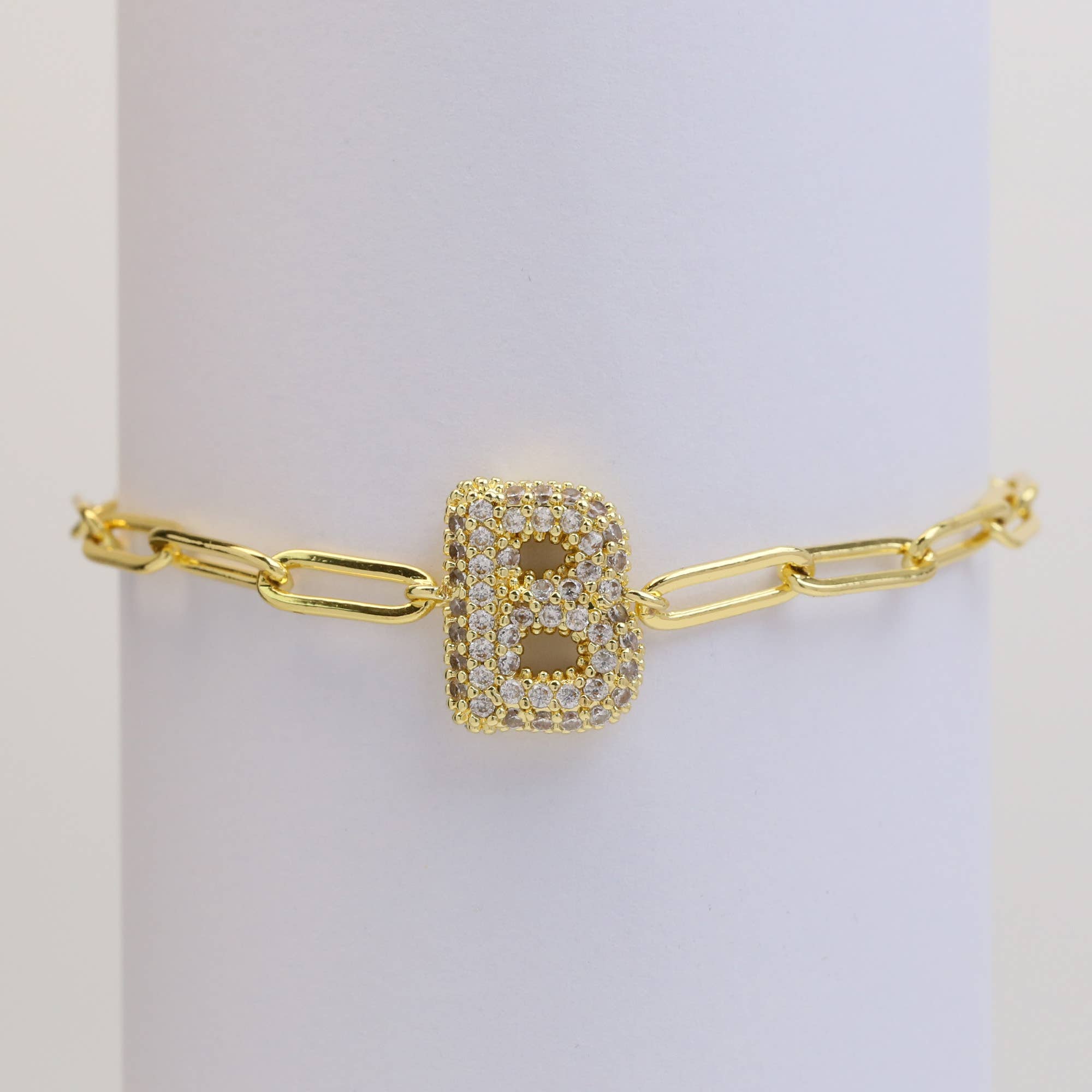 Bracelet: CZ Initial Bubble Balloon Bracelet (Gold Filled)