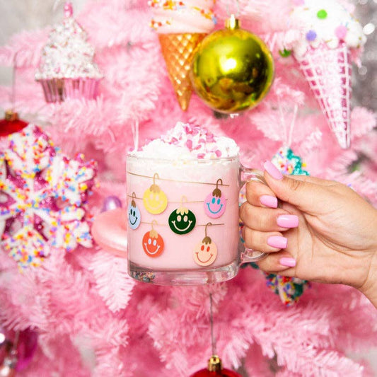 Mug: Smiley & Holiday Cheer Clear Glass Mug