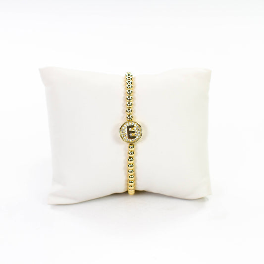 Bracelet: Initial Simulated Diamond Bracelet with Gold Filled Beads