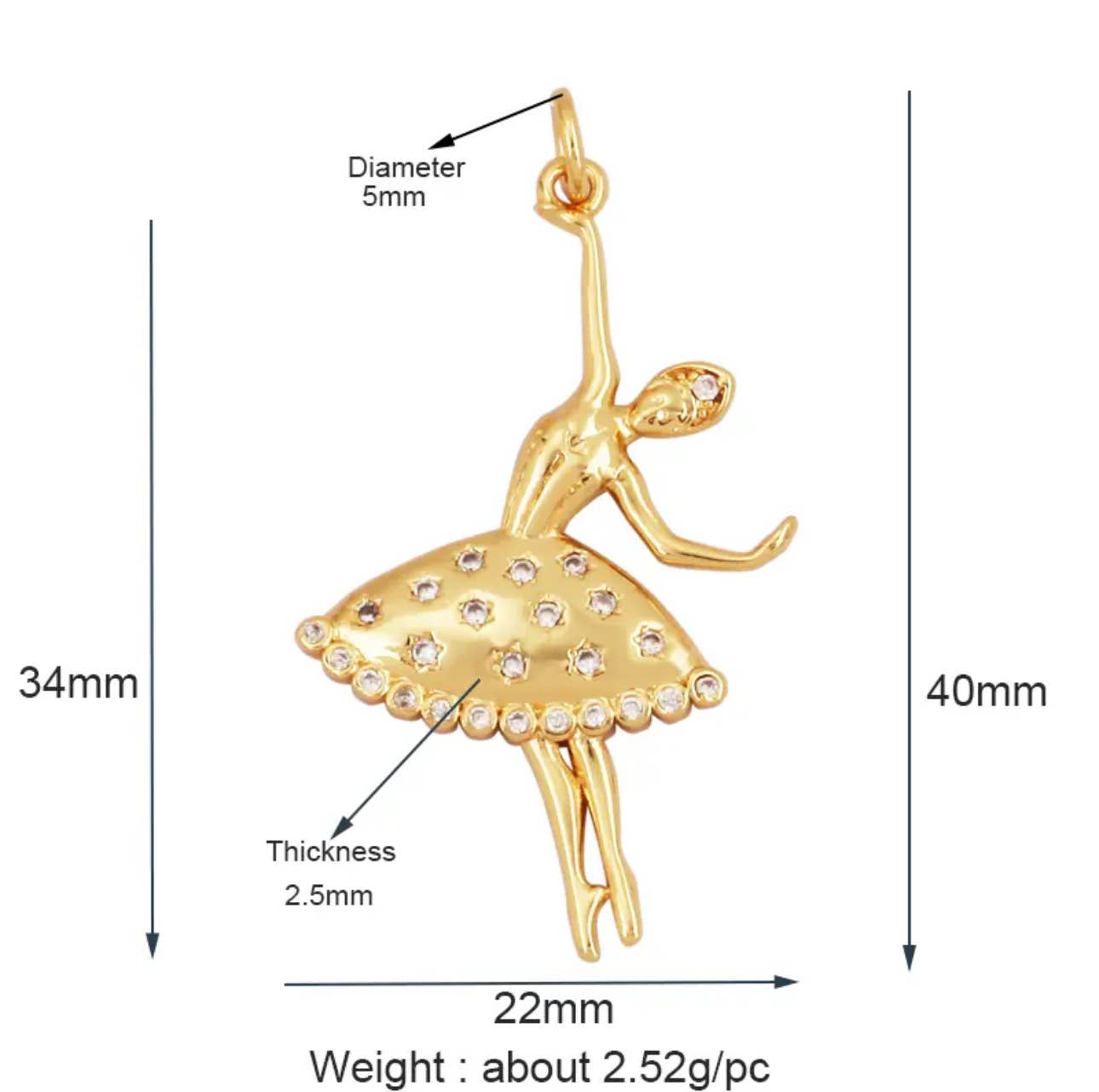 Large Ballerina Dancer Charm For Charm Necklace & Bracelet