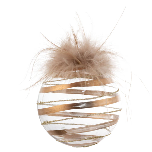 Ornament: Feather Top Striped Glass Clear Ornament