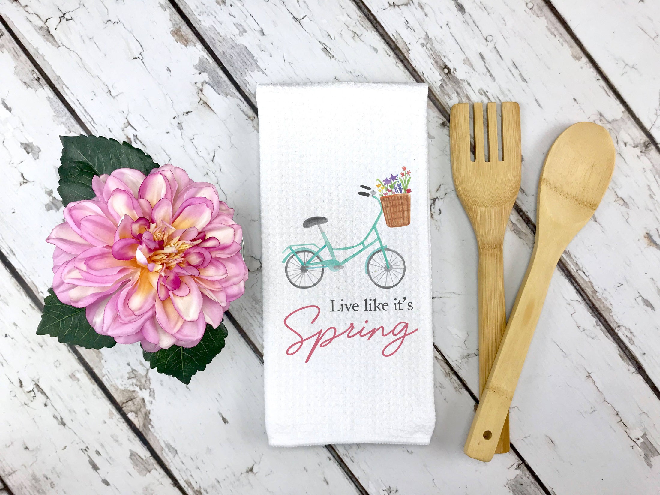 Tea Towel: Floral Kitchen Towel, Welcome Spring