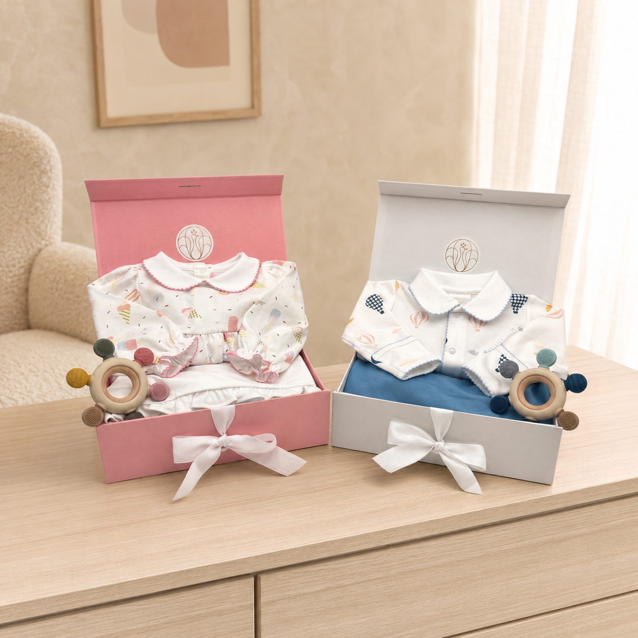 TWIN NEWBORN/TODDLER BUNDLE: Ice Cream Social + Up, Up & Away (100% PIMA Cotton Set)