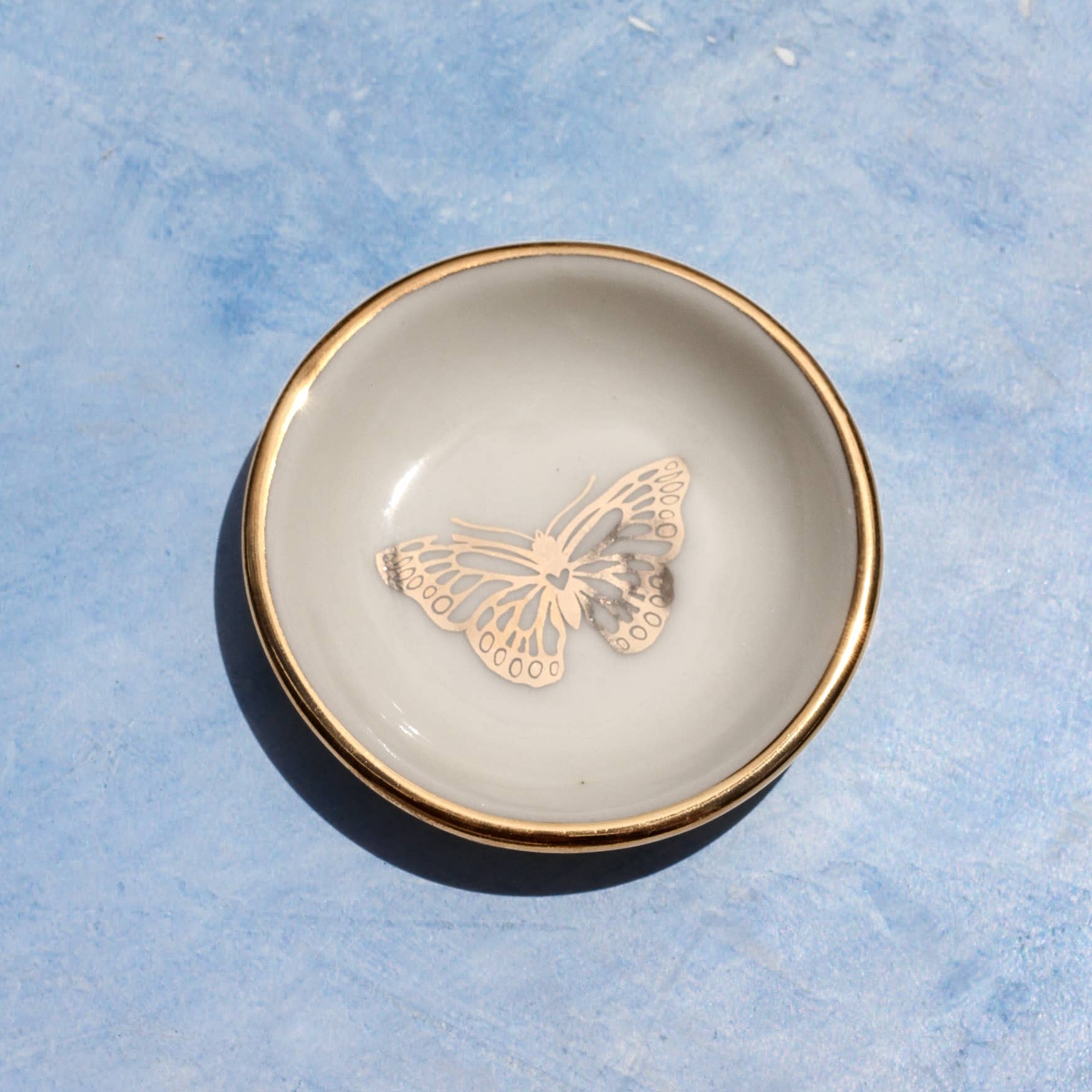 Trinket Tray: Gold Butterfly Ring Dish | Handmade Pottery