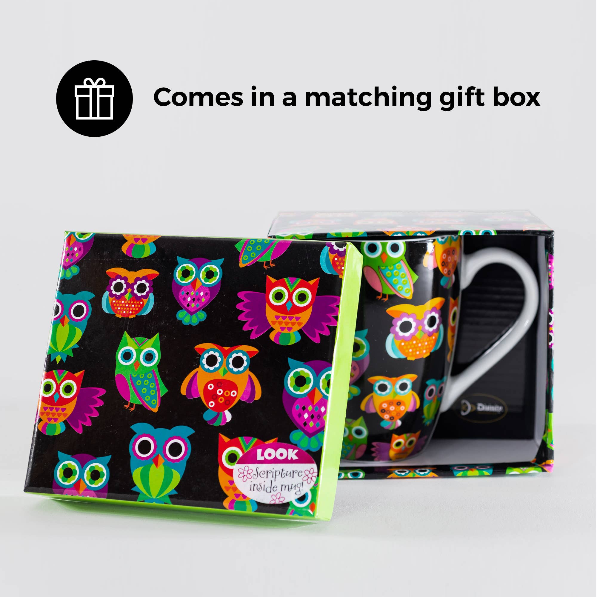 Mug: Owl Pattern (Job 8:21) Ceramic Curvy Mug