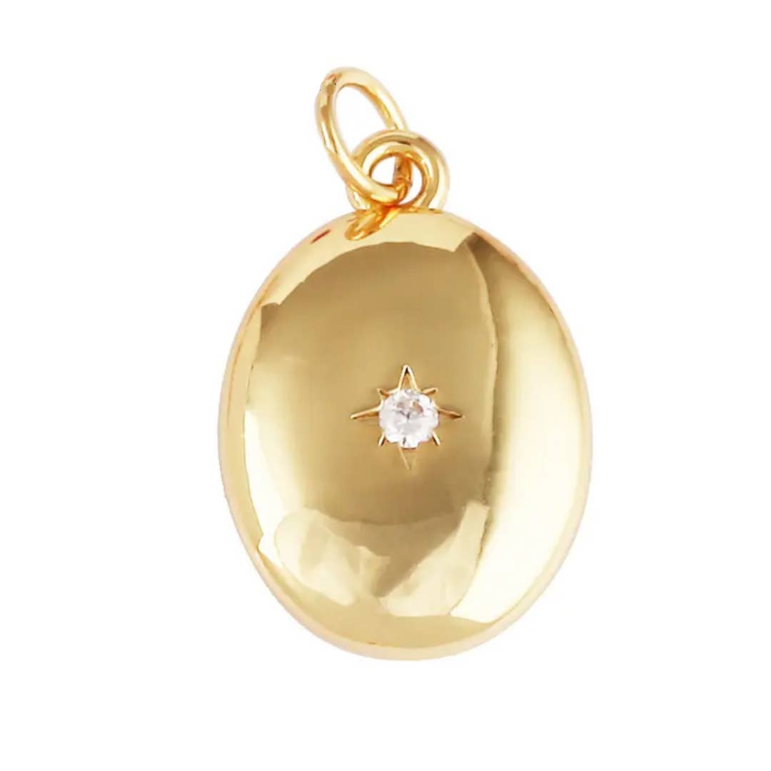 Gold CZ Drop Charm For Charm Necklace & Bracelet