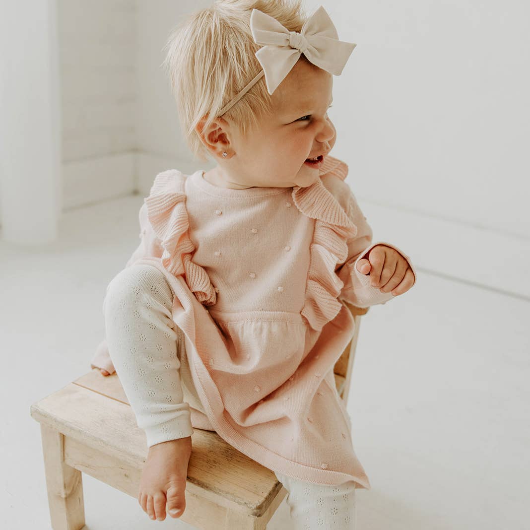 Milan Ruffle Knit Dress (Organic Cotton): Blush