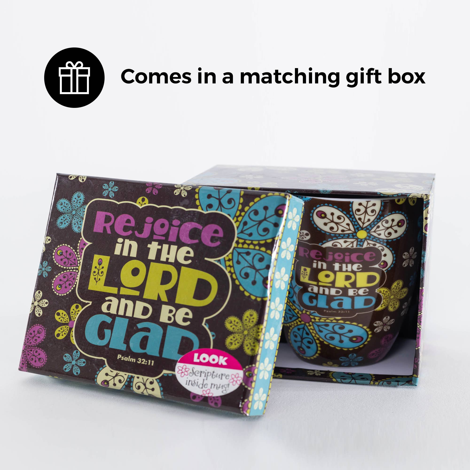 Mug: Paisley Flowers (Psalm 32:11) Ceramic Curvy Mug