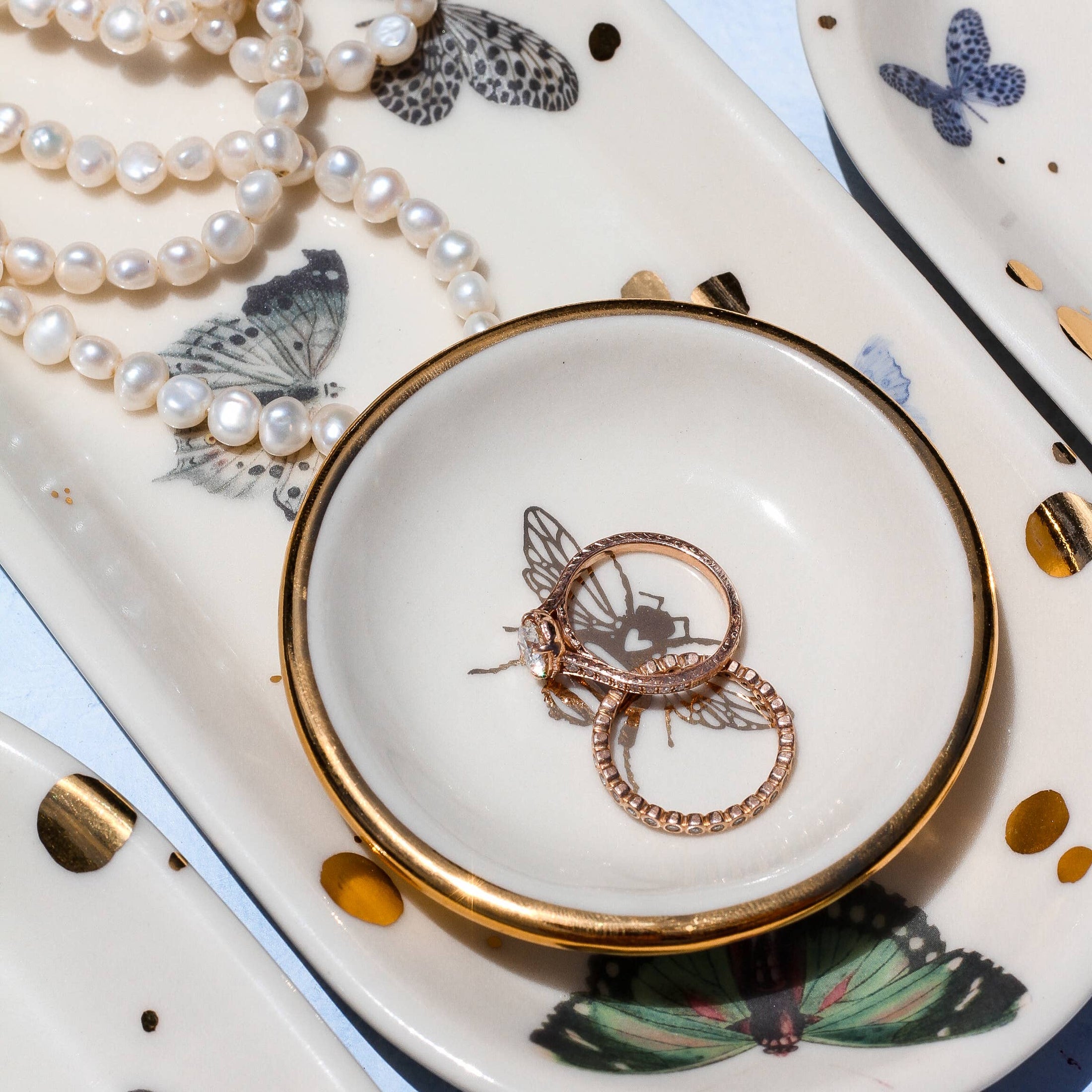 Trinket Tray: Gold Bee Ring Dish | Handmade Pottery