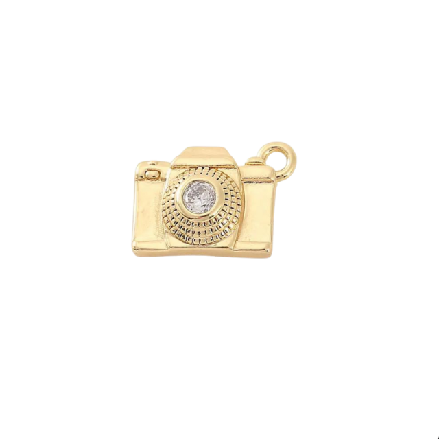 Charm: Camera (14k Gold Plated Brass)