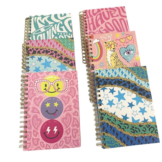 HeyPeacock PREPPY Spiral Notebooks for Kids, TEENS, Hard Bound Spiral Journal Diary, Notepad with 160 Lined Pages, A5 (5.82" x 8.26")