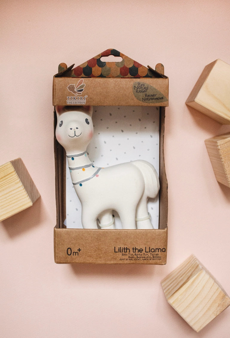 Organic Natural Teether, Rattle & Bath Toy: Lilith the Llama