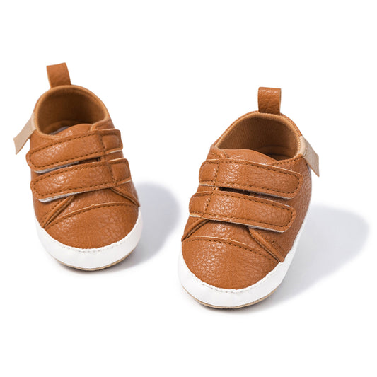 Baby Boy, Infant Casual Shoes, Anti-Slip Rubber Sole, Pu Leather, Sneakers (Brown)