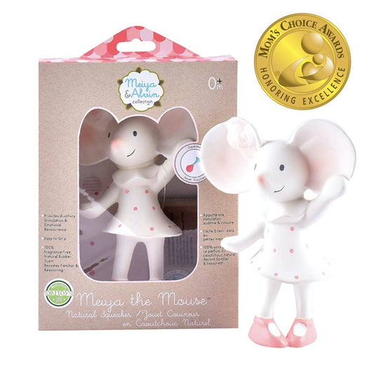 Natural Organic Teether, Squeaker, Bath Toy: Meiya the Mouse