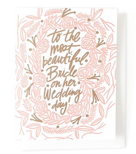 Card: Most Beautiful Bride (Single Letter Press)