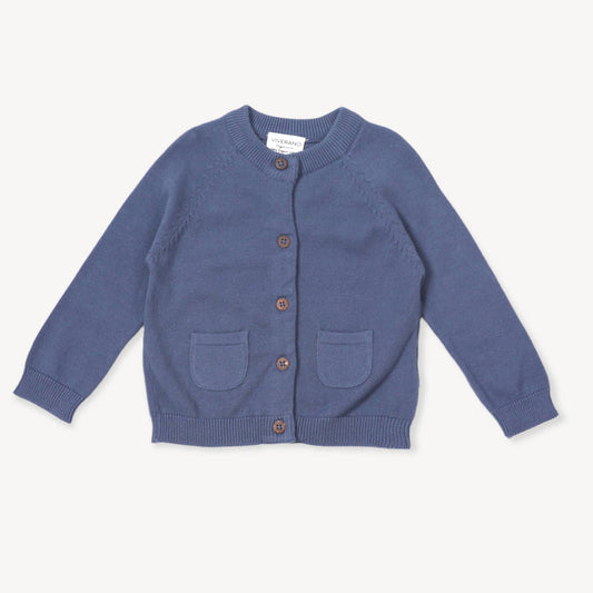 Milan Baby Button Cardigan Sweater Knit (Organic Cotton): Dusty Blue