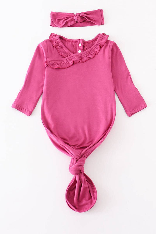 Baby Ruffle Gown: Rose (2 PC Bamboo Set)