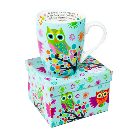 Ceramic Curvy Mug: Owls on a Tree