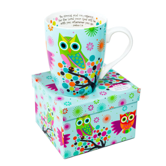 Ceramic Curvy Mug: Owls on a Tree
