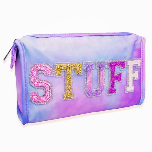 Costmetic Bag: Varsity Letter STUFF Bag (Tye Dye Glitter)