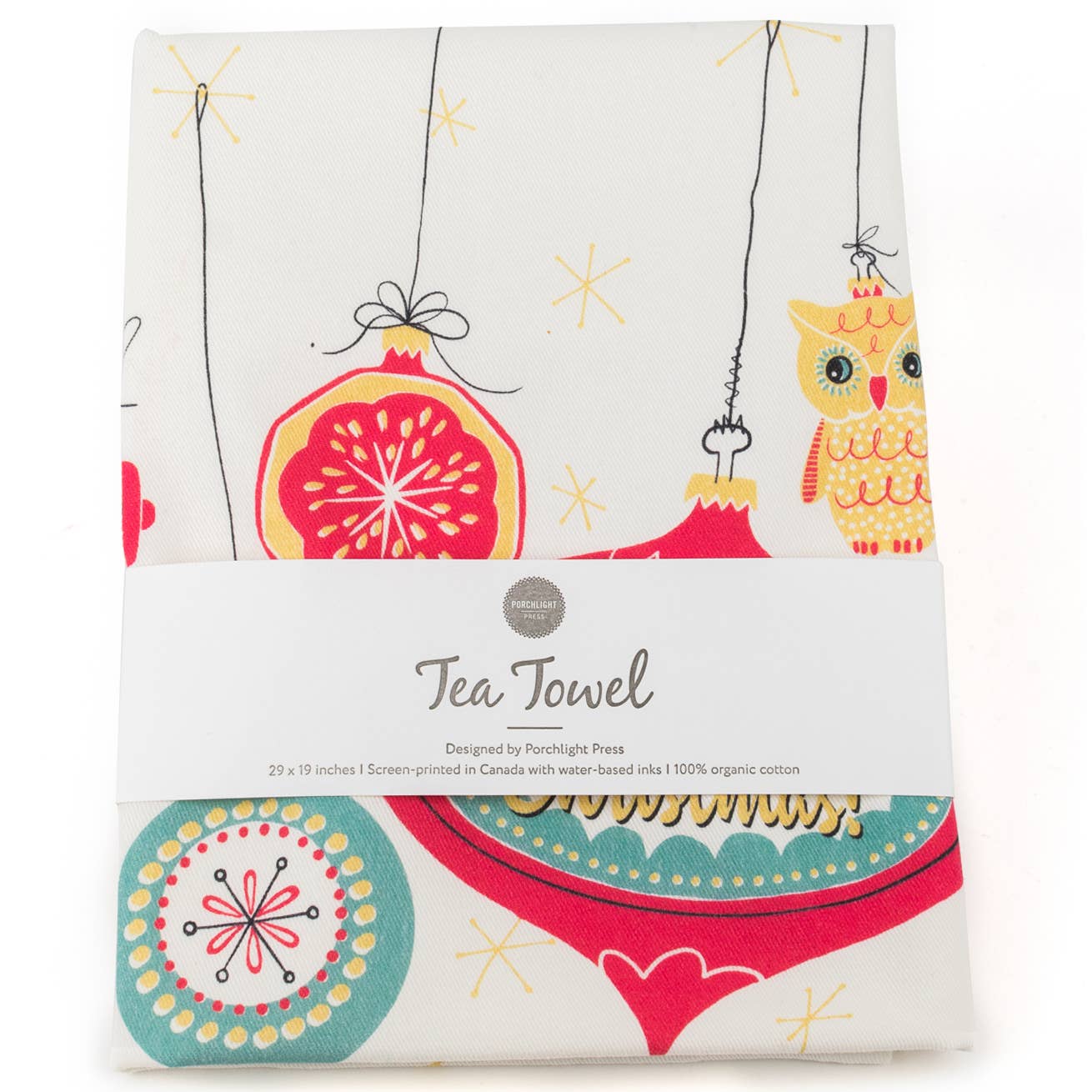 Tea Towel: Vintage Ornaments Holiday