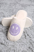 Load image into Gallery viewer, Comfy Happy Face Fuzzy Slipper: Lavender (Size 8-10 Womens)
