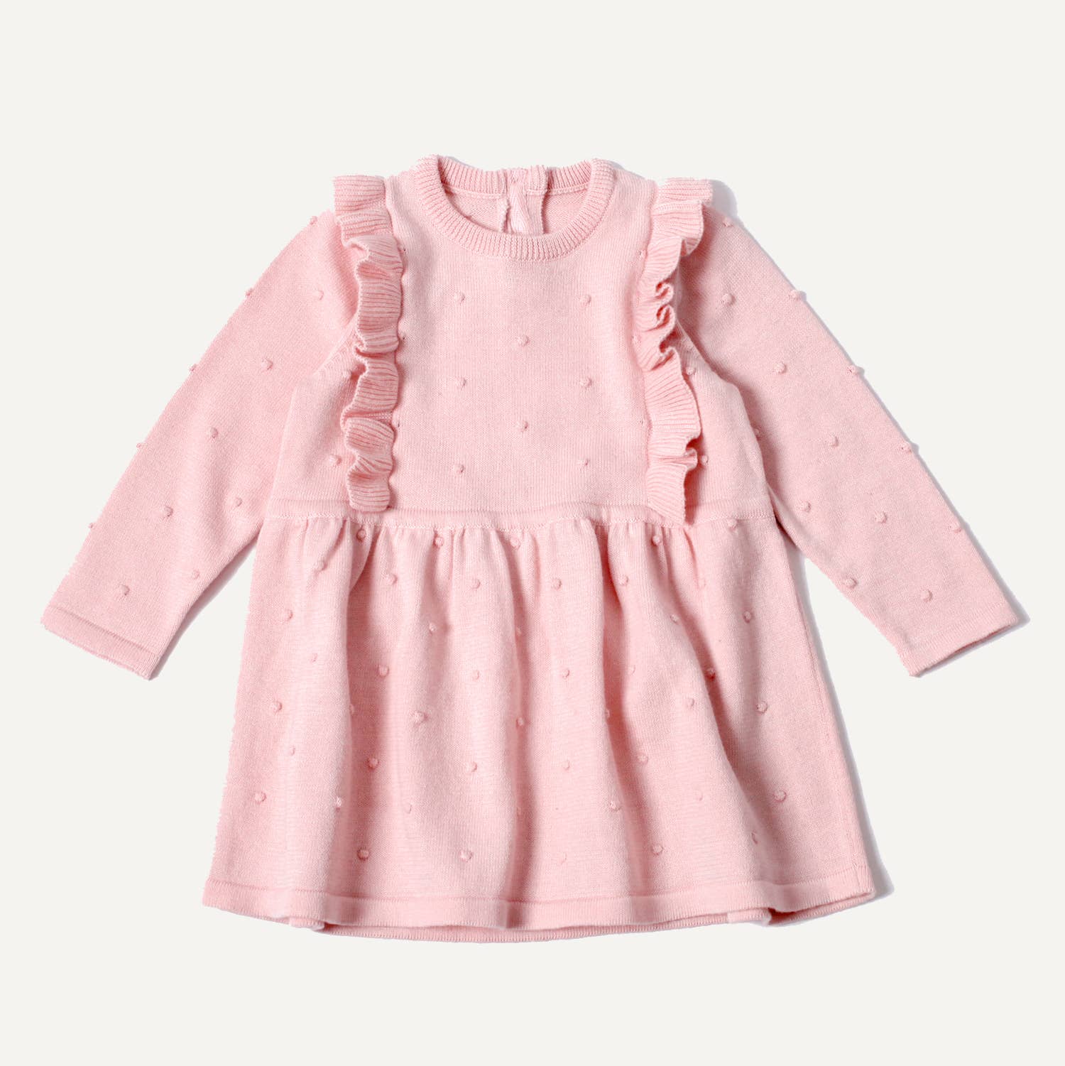 Milan Ruffle Knit Dress (Organic Cotton): Blush 12-18 months