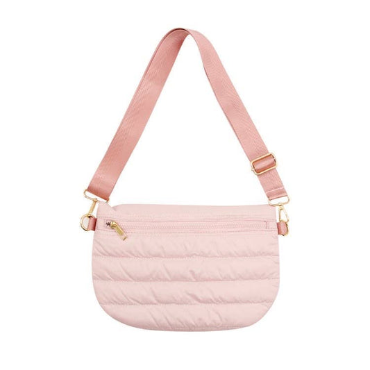 Crossbody Shoulder Bag: Pink Puffer Messenger