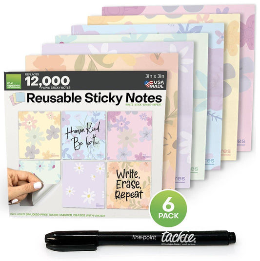 M.C. Squares Reusable Sticky Notes | 3x3 Fun Patterns (6-Pack)