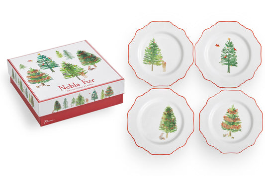 PLATES: HOLIDAY APPETIZER: NOBLE FUR (Set of 4)